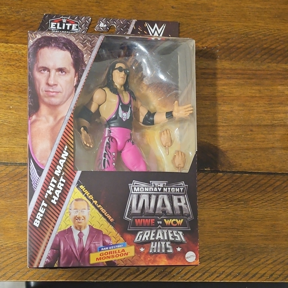 WWE Elite Bret Hart Figure in Pink and Black